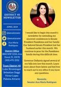 Senate District 40 April Newsletter - Senator Ana Maria Rodriguez